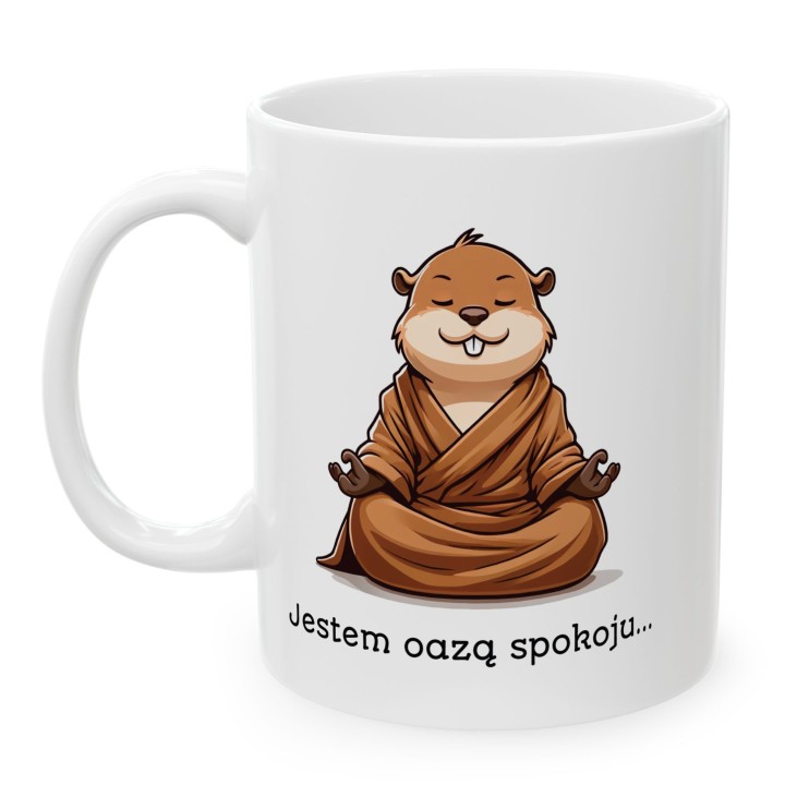 Kubek z nadrukiem Jestem oazą spokoju Kapibara Prezent do pracy