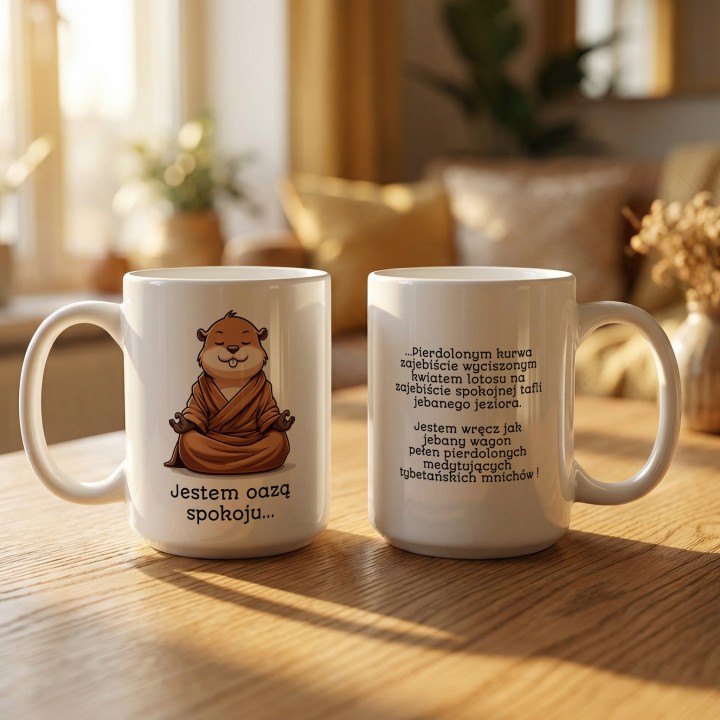 Kubek z nadrukiem Jestem oazą spokoju Kapibara Prezent do pracy