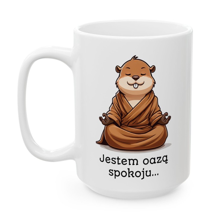 Kubek z nadrukiem Jestem oazą spokoju Kapibara Prezent do pracy