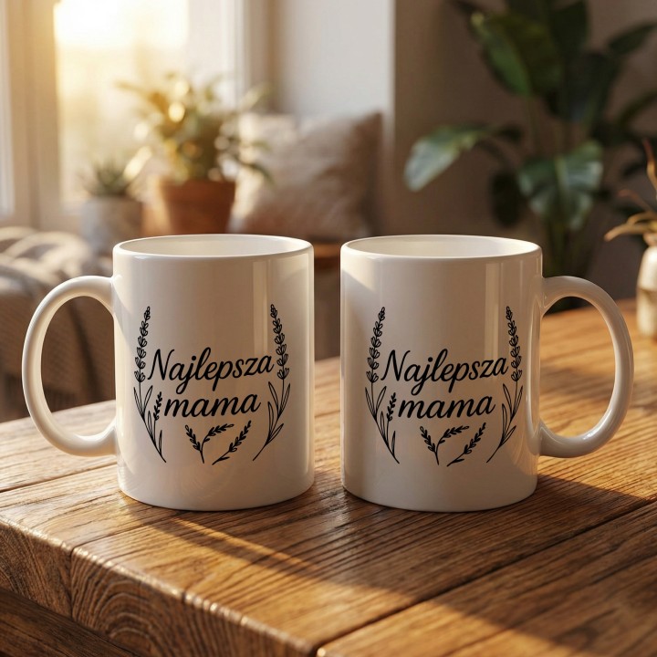 Kubek dla Mamy Najlepsza Mama Lawenda Prezent Kwiatowy