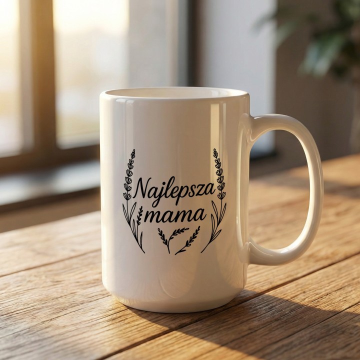 Kubek dla Mamy Najlepsza Mama Lawenda Prezent Kwiatowy