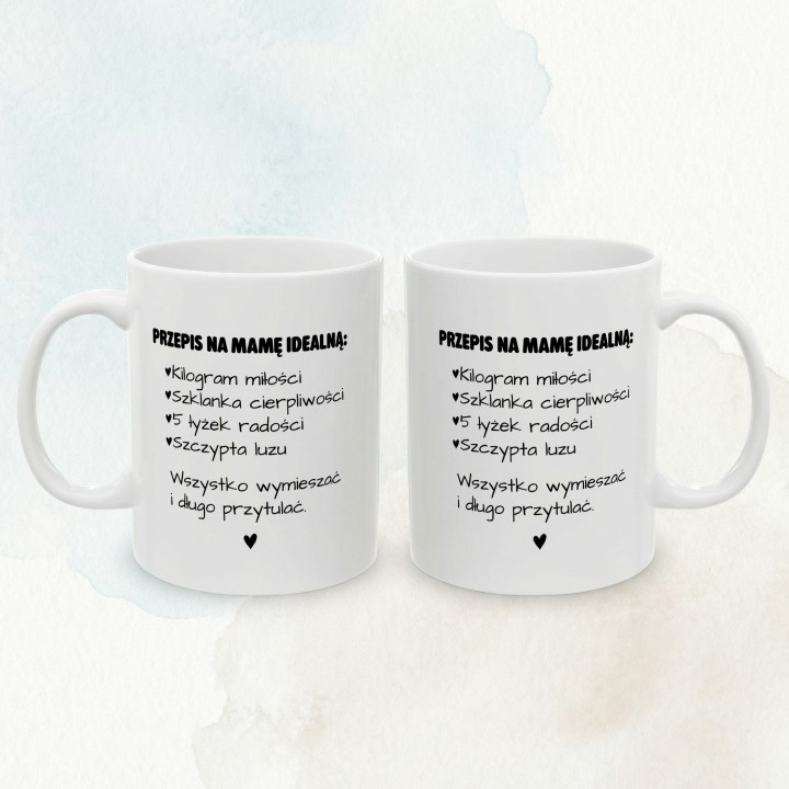 Kubek z nadrukiem Przepis na Mamę Idealną – prezent podziękowanie