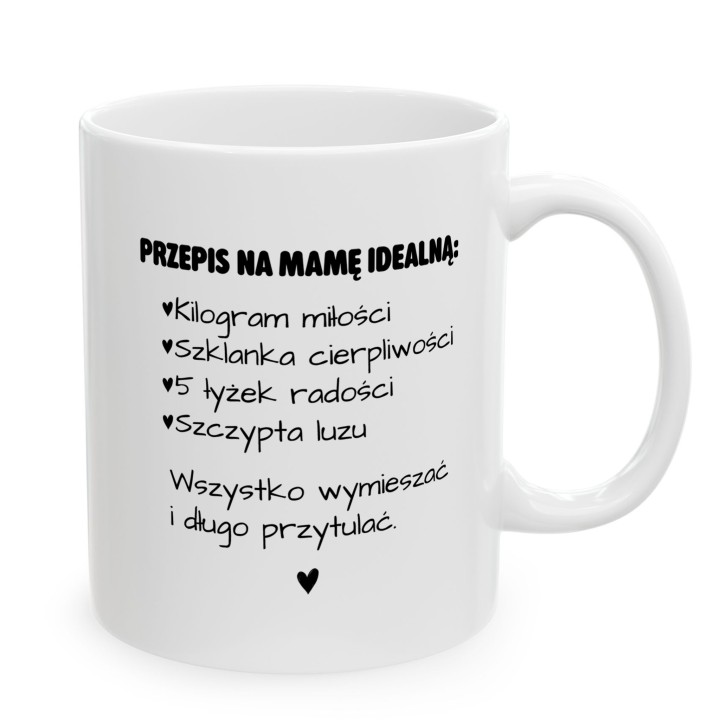 Kubek z nadrukiem Przepis na Mamę Idealną – prezent podziękowanie