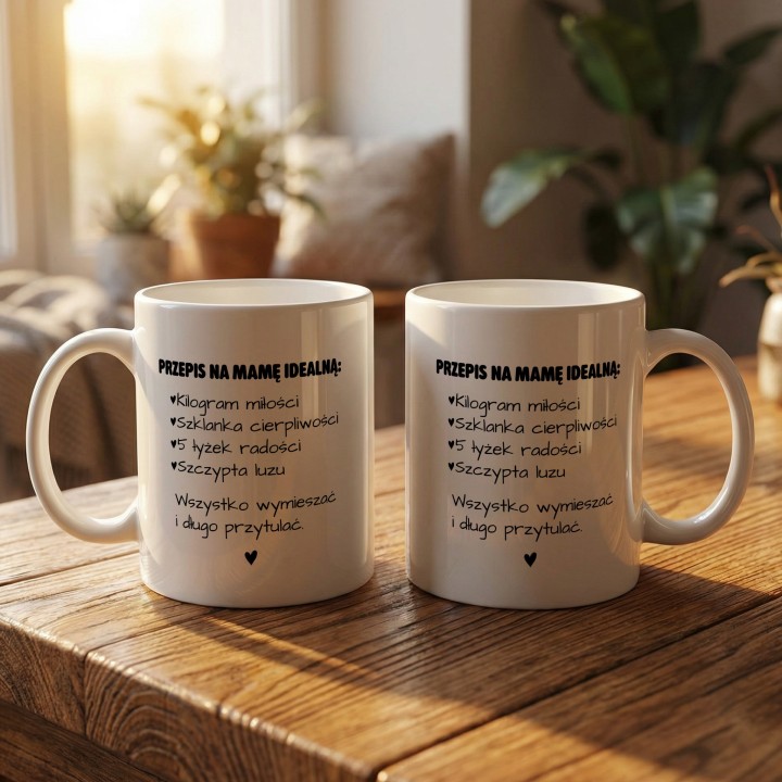 Kubek z nadrukiem Przepis na Mamę Idealną – prezent podziękowanie