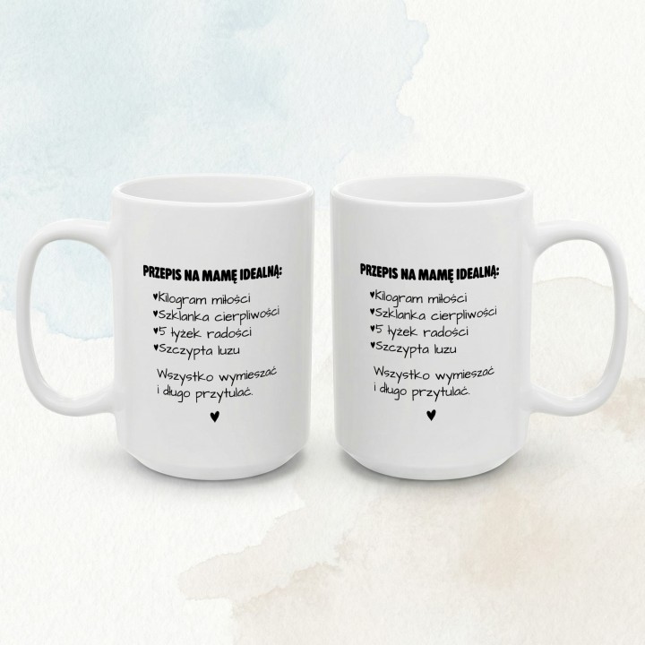 Kubek z nadrukiem Przepis na Mamę Idealną – prezent podziękowanie