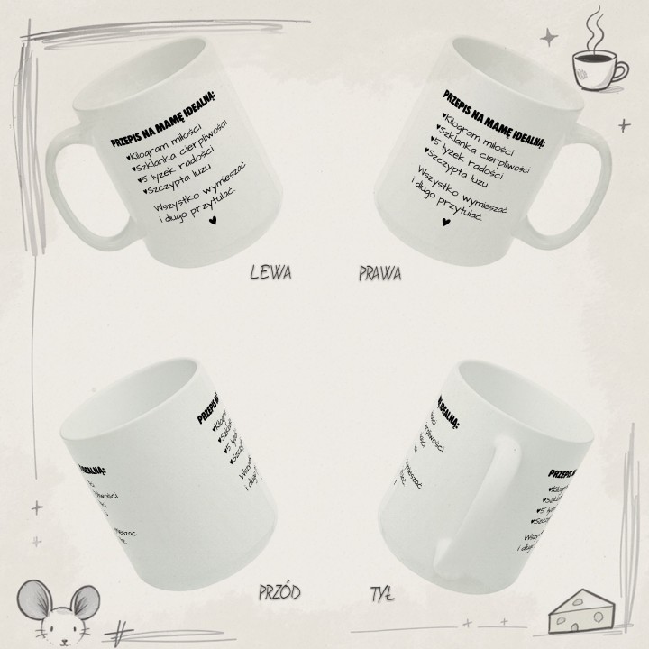 Kubek z nadrukiem Przepis na Mamę Idealną – prezent podziękowanie