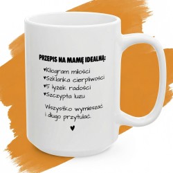 Kubek z nadrukiem „Przepis na Mamę Idealną" – śmieszny prezent dla mamy