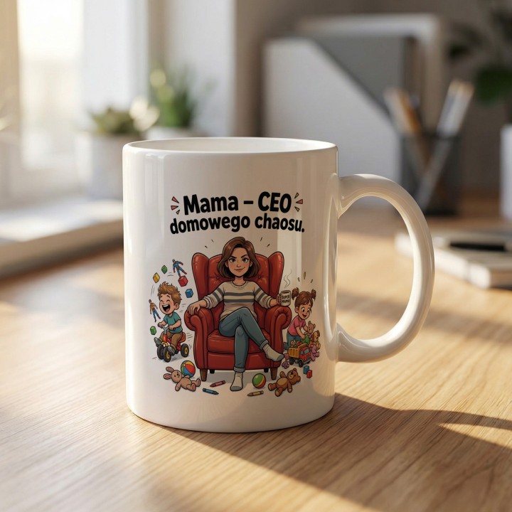 Kubek Mama CEO domowego chaosu – Prezent dla mamy z humorem