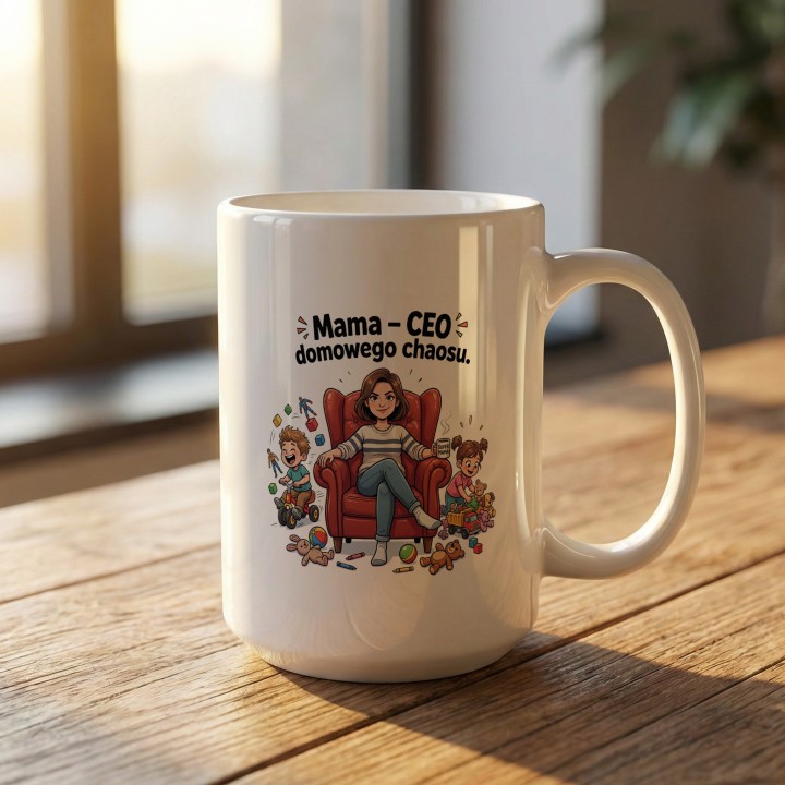 Kubek Mama CEO domowego chaosu – Prezent dla mamy z humorem