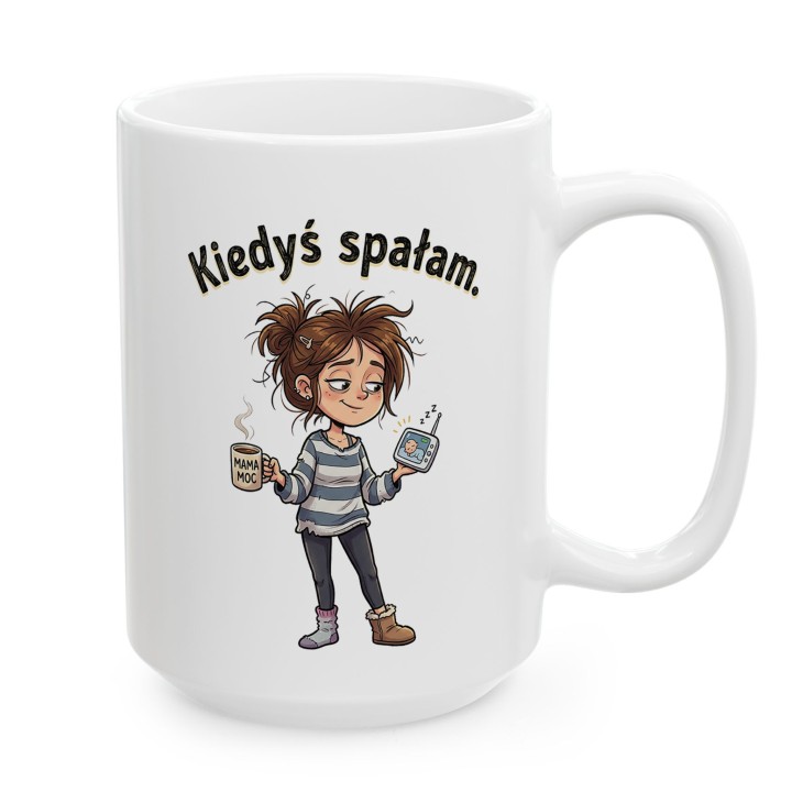 Kubek Kiedyś spałam – śmieszny prezent dla zmęczonej mamy