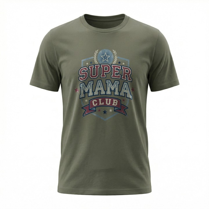 Koszulka dla mamy Super Mama Club – prezent vintage styl varsity