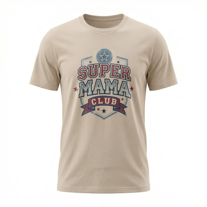 Koszulka dla mamy Super Mama Club – prezent vintage styl varsity