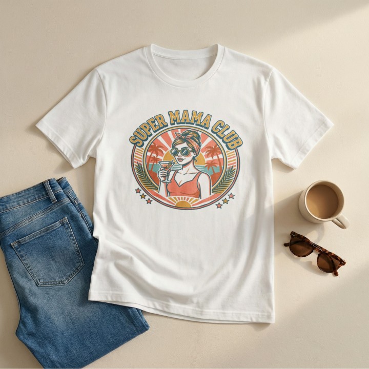 Koszulka damska Super Mama Club – prezent retro vintage lato