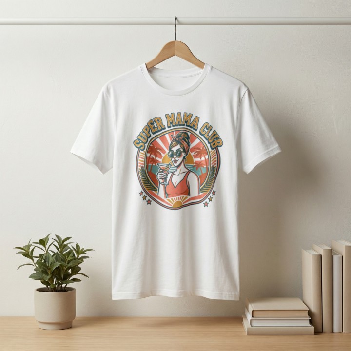 Koszulka damska Super Mama Club – prezent retro vintage lato