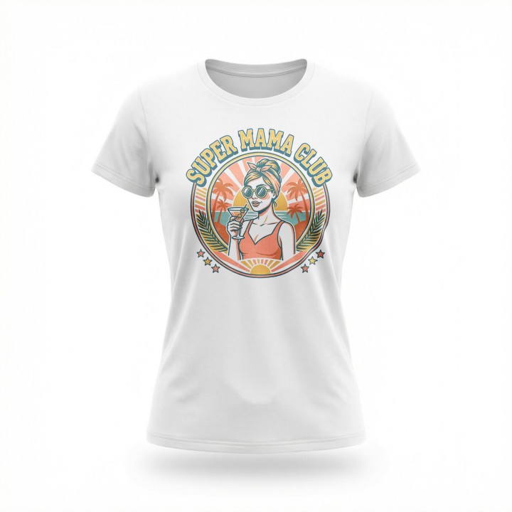 Koszulka damska Super Mama Club – prezent retro vintage lato