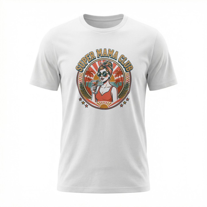 Koszulka damska Super Mama Club – prezent retro vintage lato