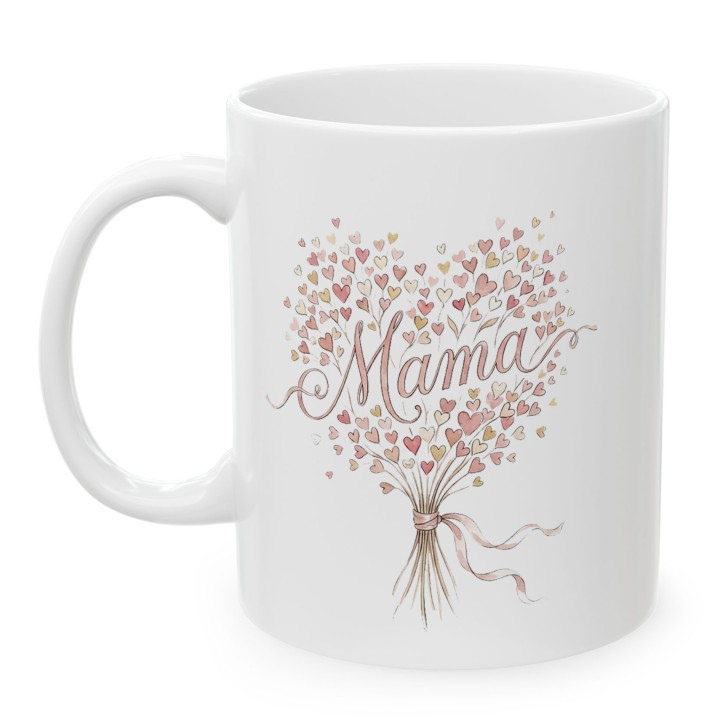 Kubek dla mamy Bukiet Serc – prezent akwarelowy styl mama