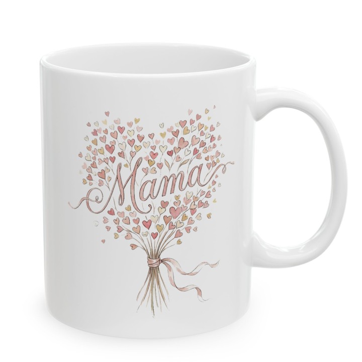 Kubek dla mamy Bukiet Serc – prezent akwarelowy styl mama