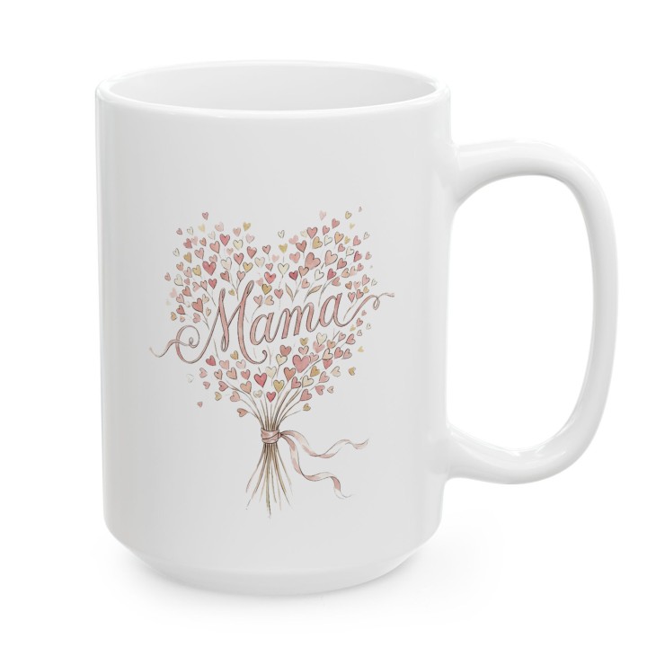 Kubek dla mamy Bukiet Serc – prezent akwarelowy styl mama