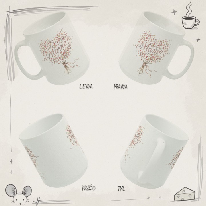 Kubek dla mamy Bukiet Serc – prezent akwarelowy styl mama