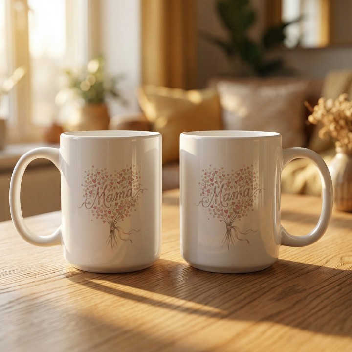 Kubek dla mamy Bukiet Serc – prezent akwarelowy styl mama