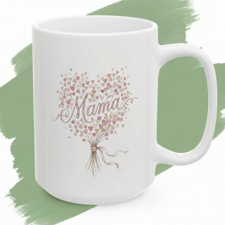 Kubek dla mamy Bukiet Serc – prezent akwarelowy styl mama