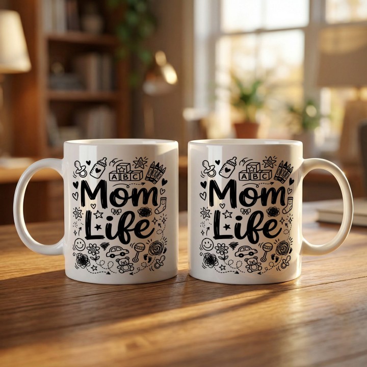 Kubek z nadrukiem Mom Life | Prezent dla mamy na Dzień Matki