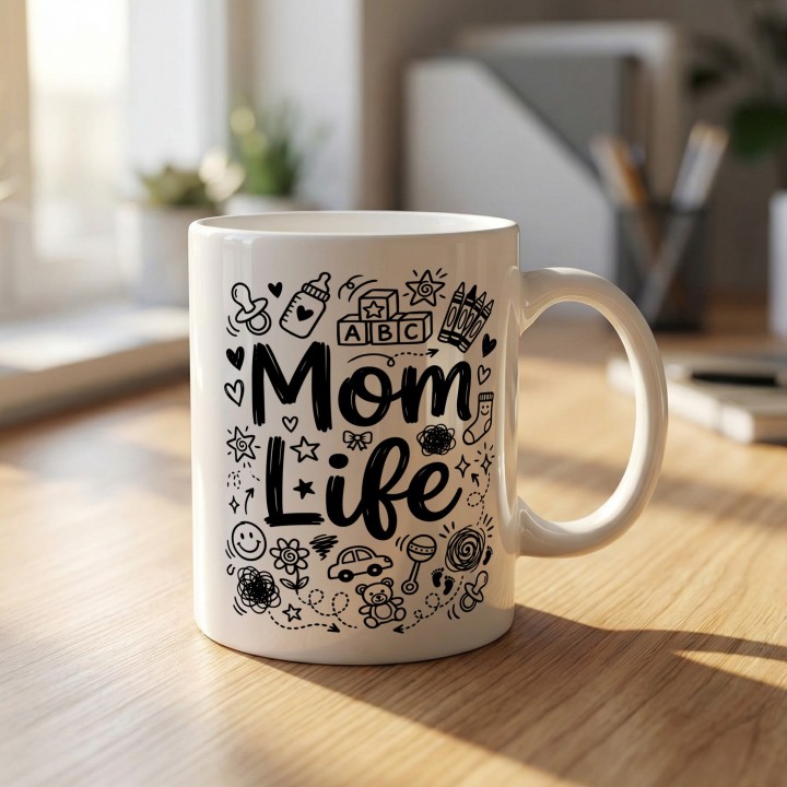 Kubek z nadrukiem Mom Life | Prezent dla mamy na Dzień Matki