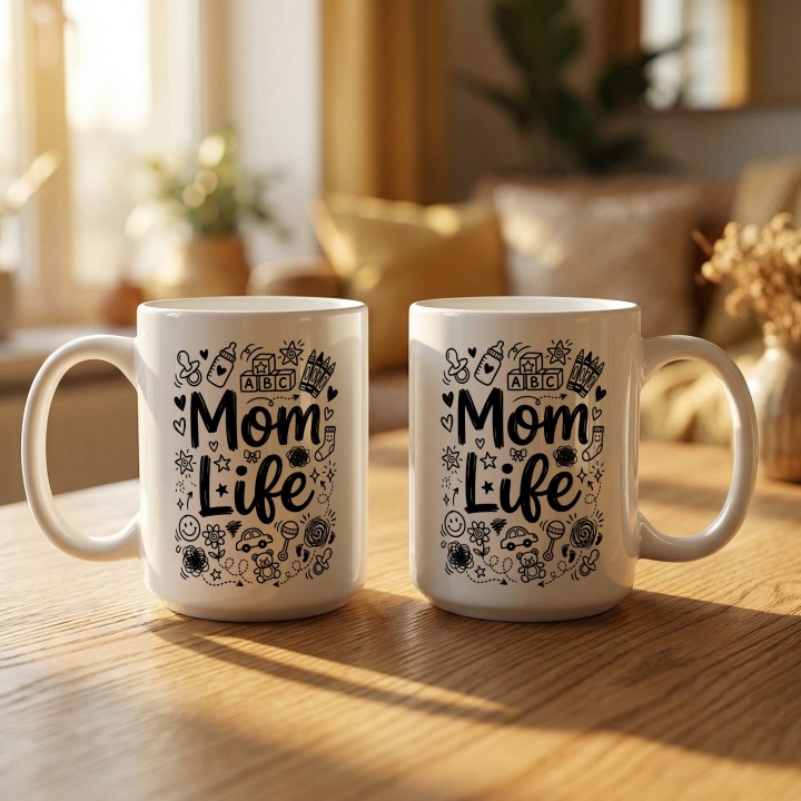 Kubek z nadrukiem Mom Life | Prezent dla mamy na Dzień Matki