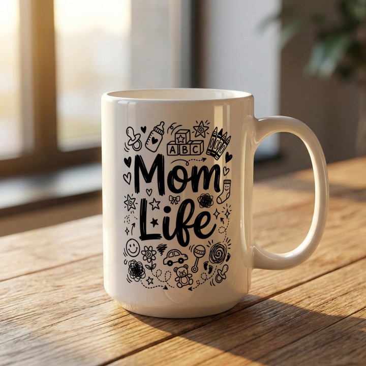 Kubek z nadrukiem Mom Life | Prezent dla mamy na Dzień Matki