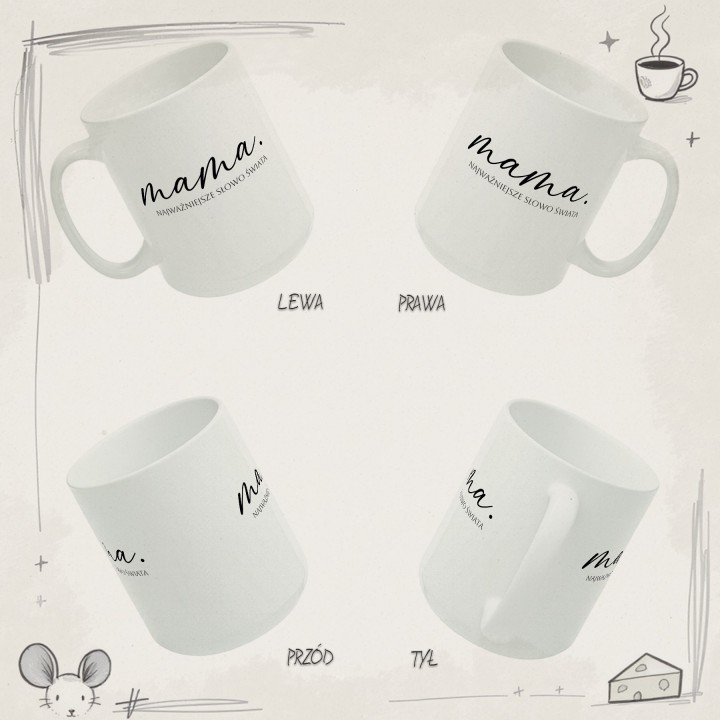 Kubek Mama Najważniejsze Słowo Świata - Elegancki prezent dla mamy