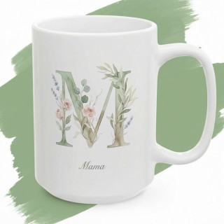 Kubek dla mamy z kwiatami i literą M | Prezent na Dzień Matki