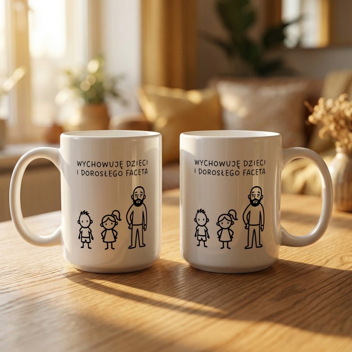 Kubek personalizowany dla mamy Wychowuję dzieci i dorosłego faceta
