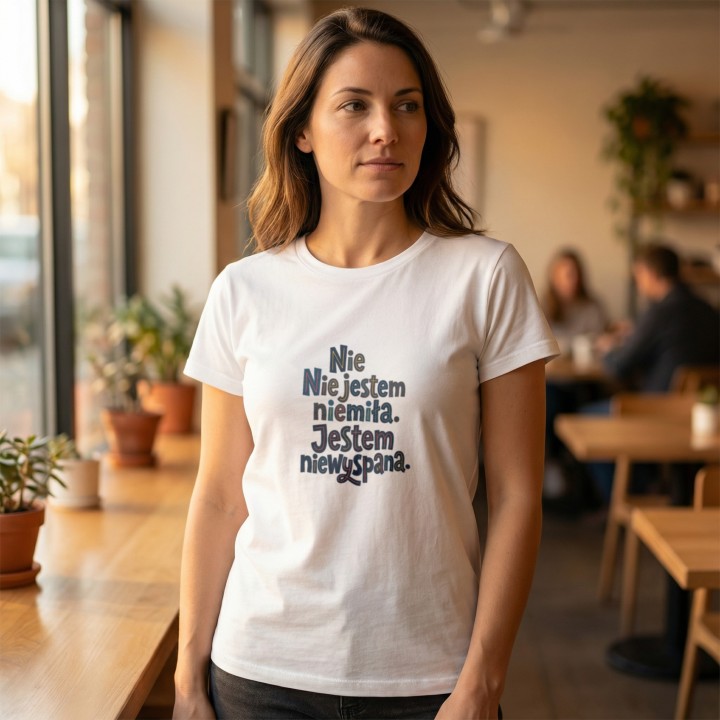 Koszulka Nie Jestem Niemiła Jestem Niewyspana - Zabawny T-shirt Damski