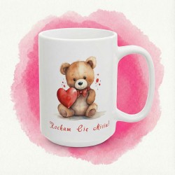 Kubek z napisem „Kocham Cię Misiu!” – miś z sercem