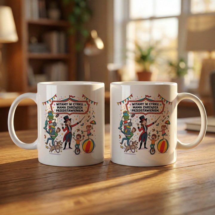 Kubek dla mamy Witamy w cyrku | Prezent na Dzień Matki śmieszny