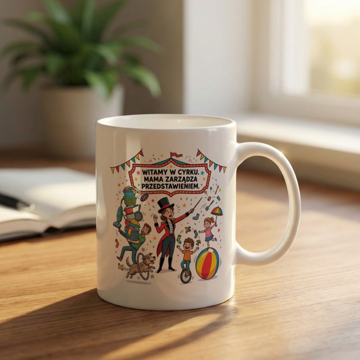 Kubek dla mamy Witamy w cyrku | Prezent na Dzień Matki śmieszny