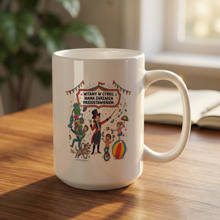 Kubek dla mamy Witamy w cyrku | Prezent na Dzień Matki śmieszny