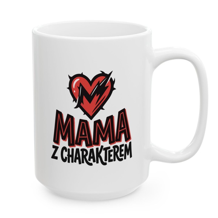 Kubek Mama z charakterem serce piorun | Prezent dla silnej mamy
