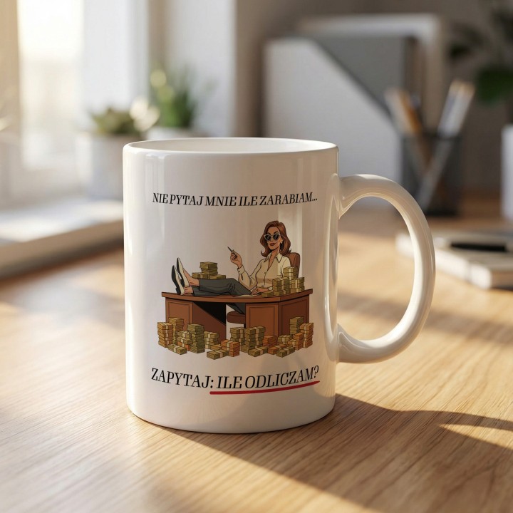 Kubek dla księgowej Nie pytaj ile zarabiam zapytaj ile odliczam prezent