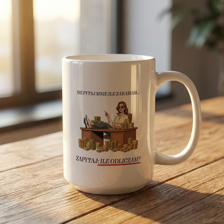 Kubek dla księgowej Nie pytaj ile zarabiam zapytaj ile odliczam prezent