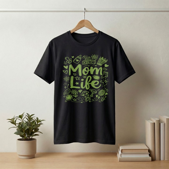 Koszulka Mom Life doodle art - prezent dla mamy na Dzień Matki i urodziny