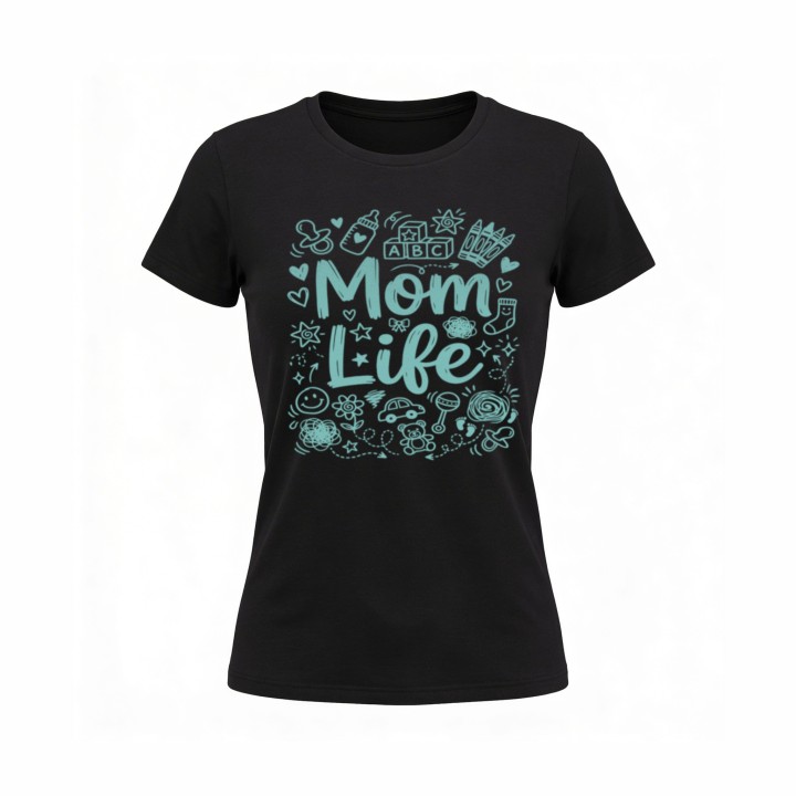 Koszulka Mom Life doodle art - prezent dla mamy na Dzień Matki i urodziny