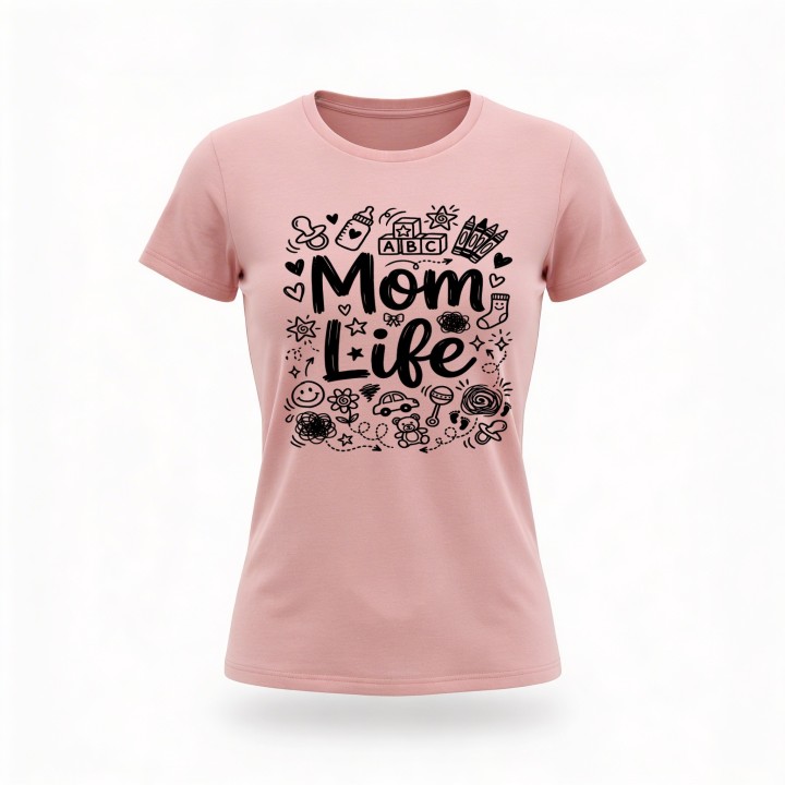 Koszulka Mom Life doodle art - prezent dla mamy na Dzień Matki i urodziny