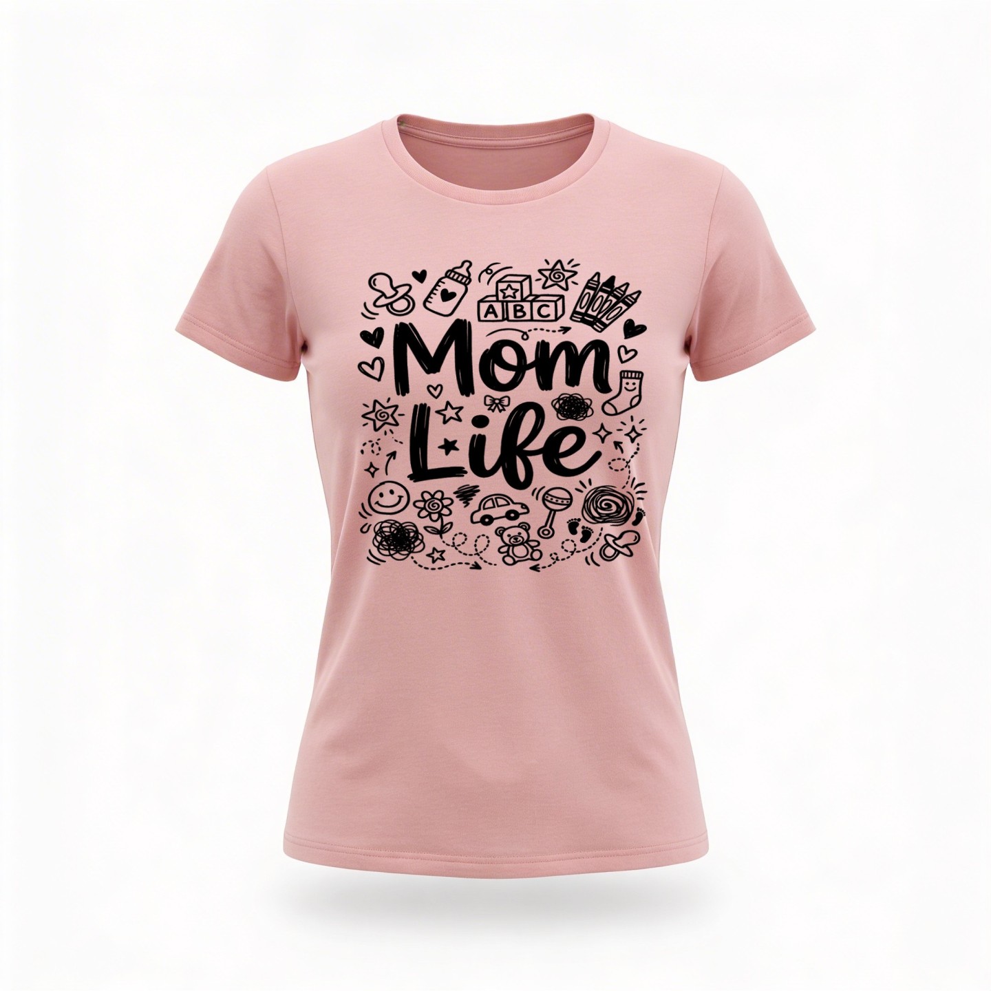 Koszulka z nadrukiem Mom Life w doodle art