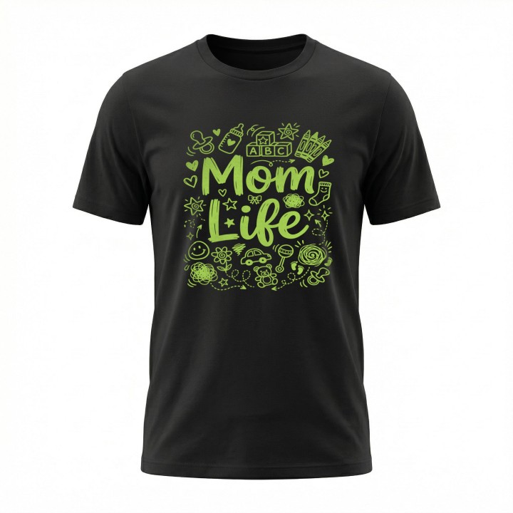 Koszulka Mom Life doodle art - prezent dla mamy na Dzień Matki i urodziny