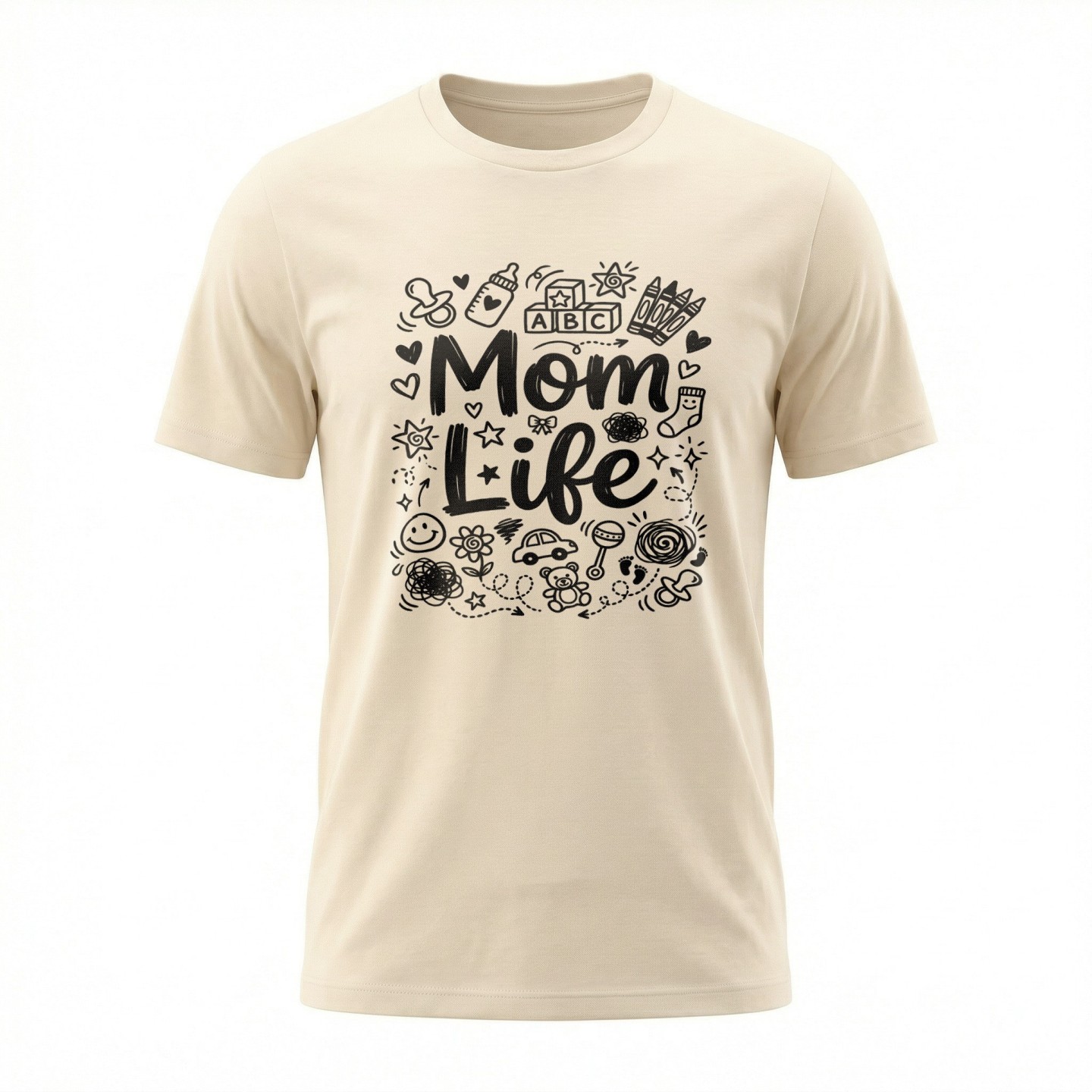 Koszulka z nadrukiem Mom Life w doodle art
