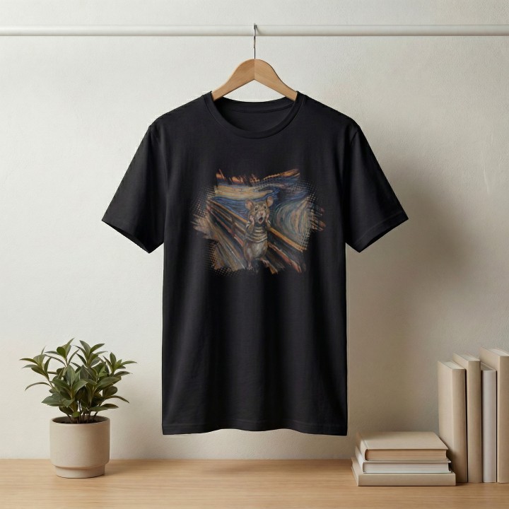 Koszulka Krzyk Myszy – Parodia Muncha | Zabawna Koszulka dla Introwertyka