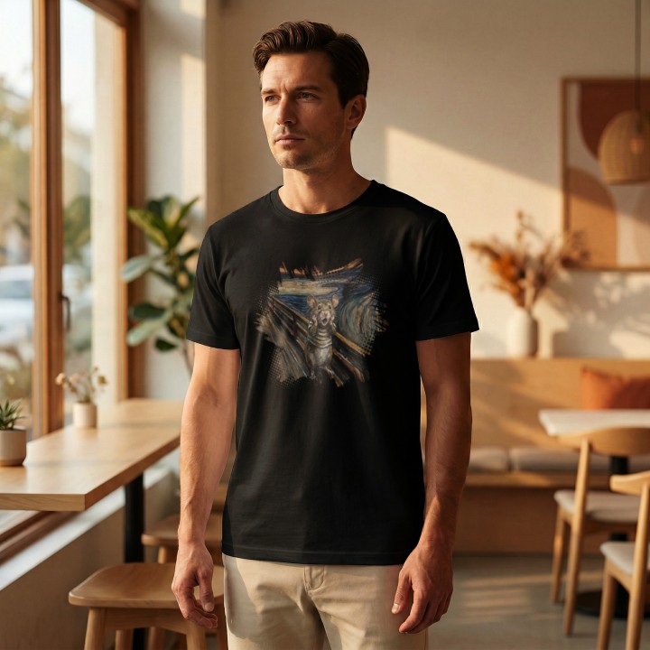 Koszulka Krzyk Myszy – Parodia Muncha | Zabawna Koszulka dla Introwertyka