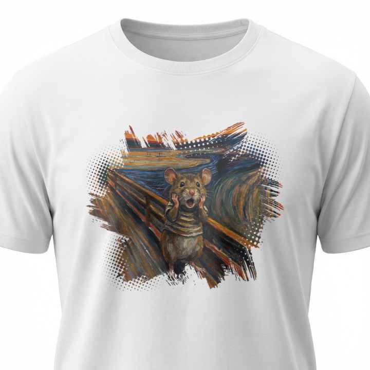 Koszulka Krzyk Myszy – Parodia Muncha | Zabawna Koszulka dla Introwertyka